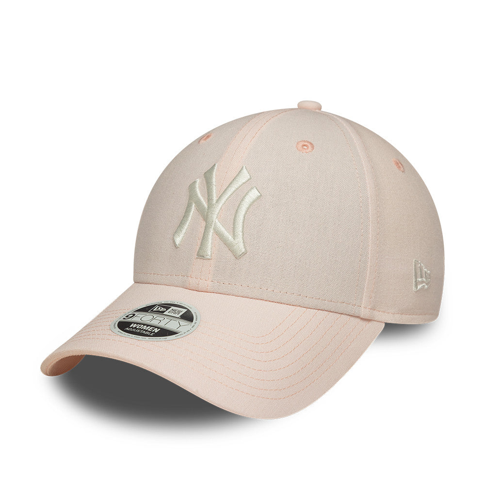 New York Yankees MLB Linnen 9FORTY Women Strapback New Era Pink/White Official Team Hat Sports Fan Cap