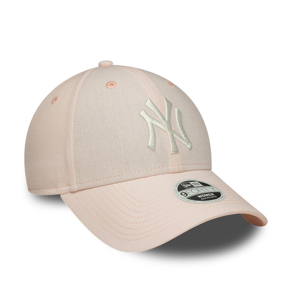 New York Yankees MLB Linnen 9FORTY Women Strapback New Era Pink/White Official Team Hat Sports Fan Cap