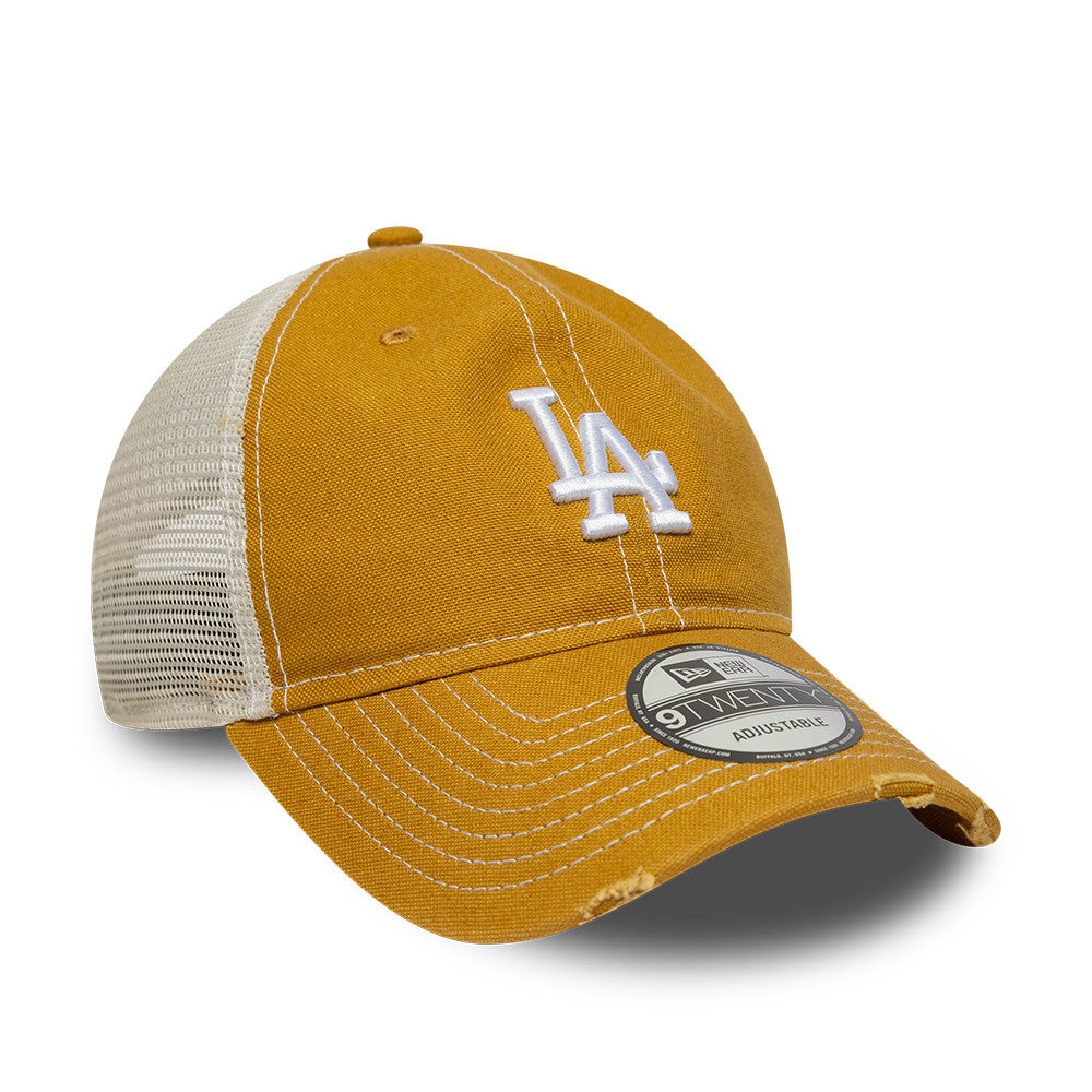 Los Angeles Dodgers MLB Distressed Cotton Canvas 9TWENTY Trucker New Era Official Team Hat Sports Fan Cap