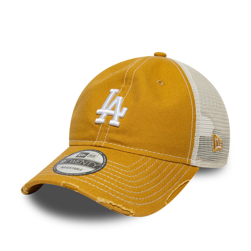 Los Angeles Dodgers MLB Distressed Cotton Canvas 9TWENTY Trucker New Era Official Team Hat Sports Fan Cap