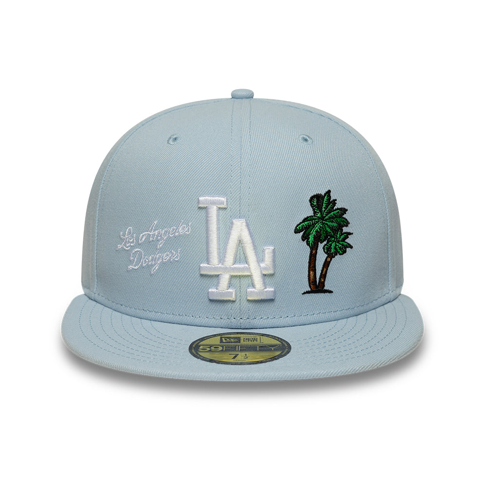 Los Angeles Dodgers MLB Floral 59Fifty New Era Light Blue Official Team Hat Sports Fan Cap