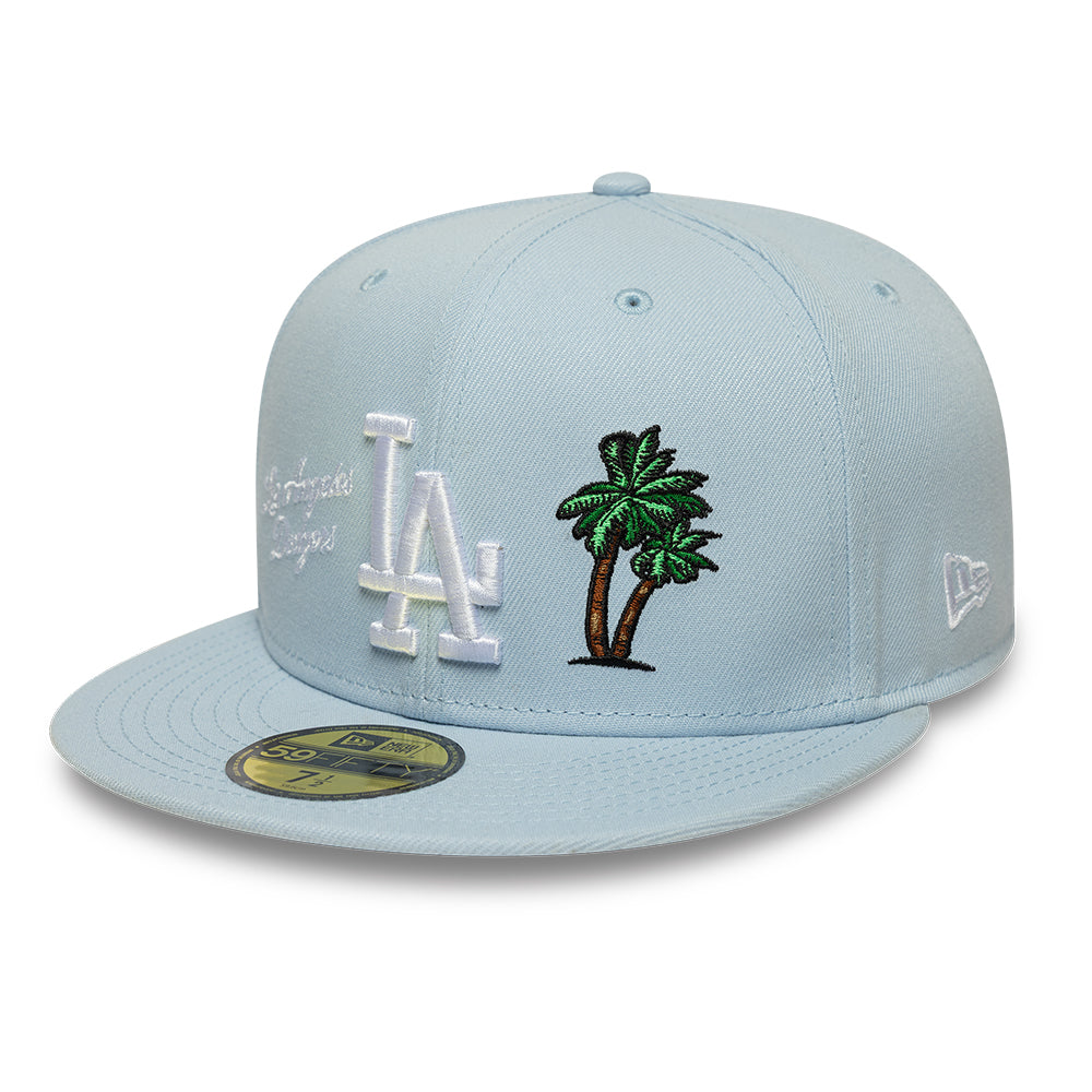 Los Angeles Dodgers MLB Floral 59Fifty New Era Light Blue Official Team Hat Sports Fan Cap