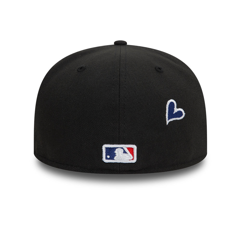 Los Angeles Dodgers MLB Heart Icon 59FIFTY Fitted New Era Black/White Official Team Hat Sports Fan Cap