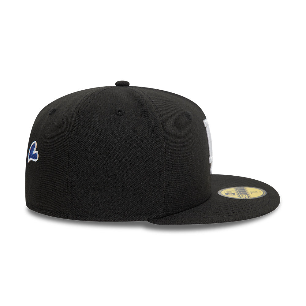 Los Angeles Dodgers MLB Heart Icon 59FIFTY Fitted New Era Black/White Official Team Hat Sports Fan Cap