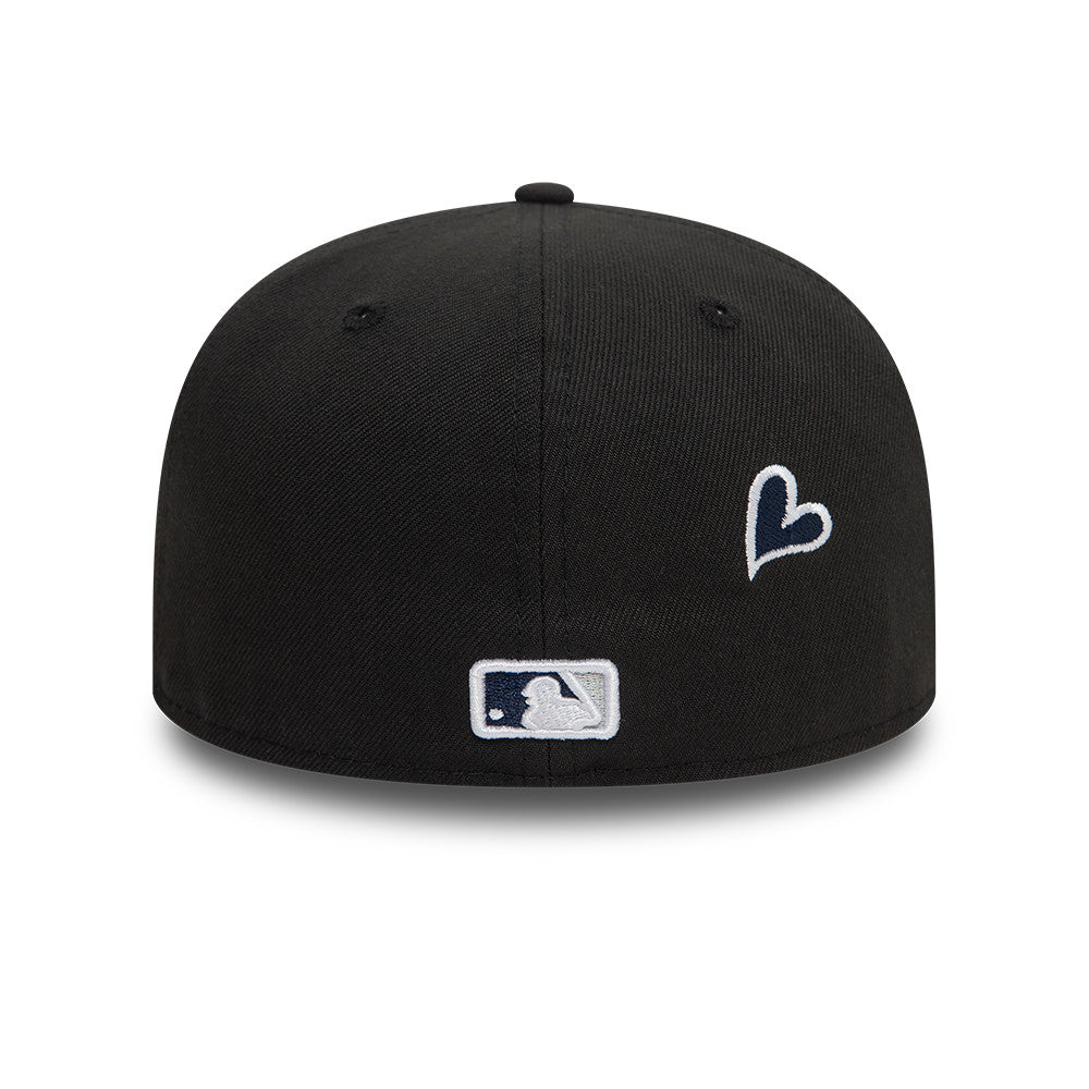 New York Yankees MLB Heart Icon 59FIFTY Fitted New Era Black/White Official Team Hat Sports Fan Cap