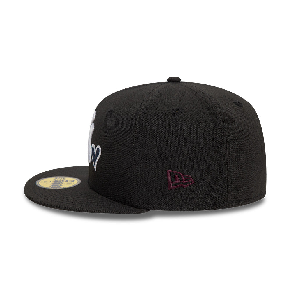 New York Yankees MLB Heart Icon 59FIFTY Fitted New Era Black/White Official Team Hat Sports Fan Cap