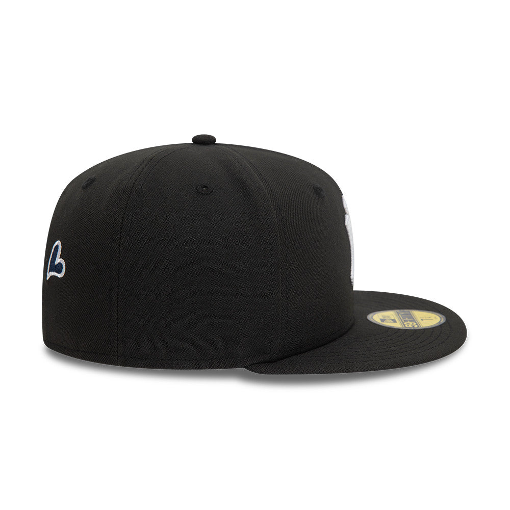 New York Yankees MLB Heart Icon 59FIFTY Fitted New Era Black/White Official Team Hat Sports Fan Cap