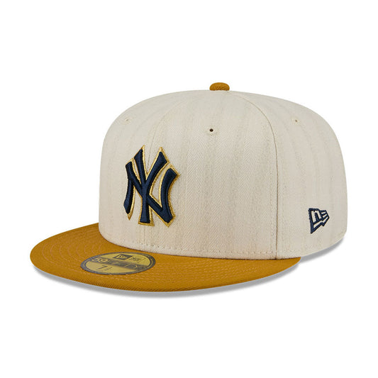 New York Yankees MLB 5950Day New Era Cream/Gold Official Team Hat Sports Fan Cap