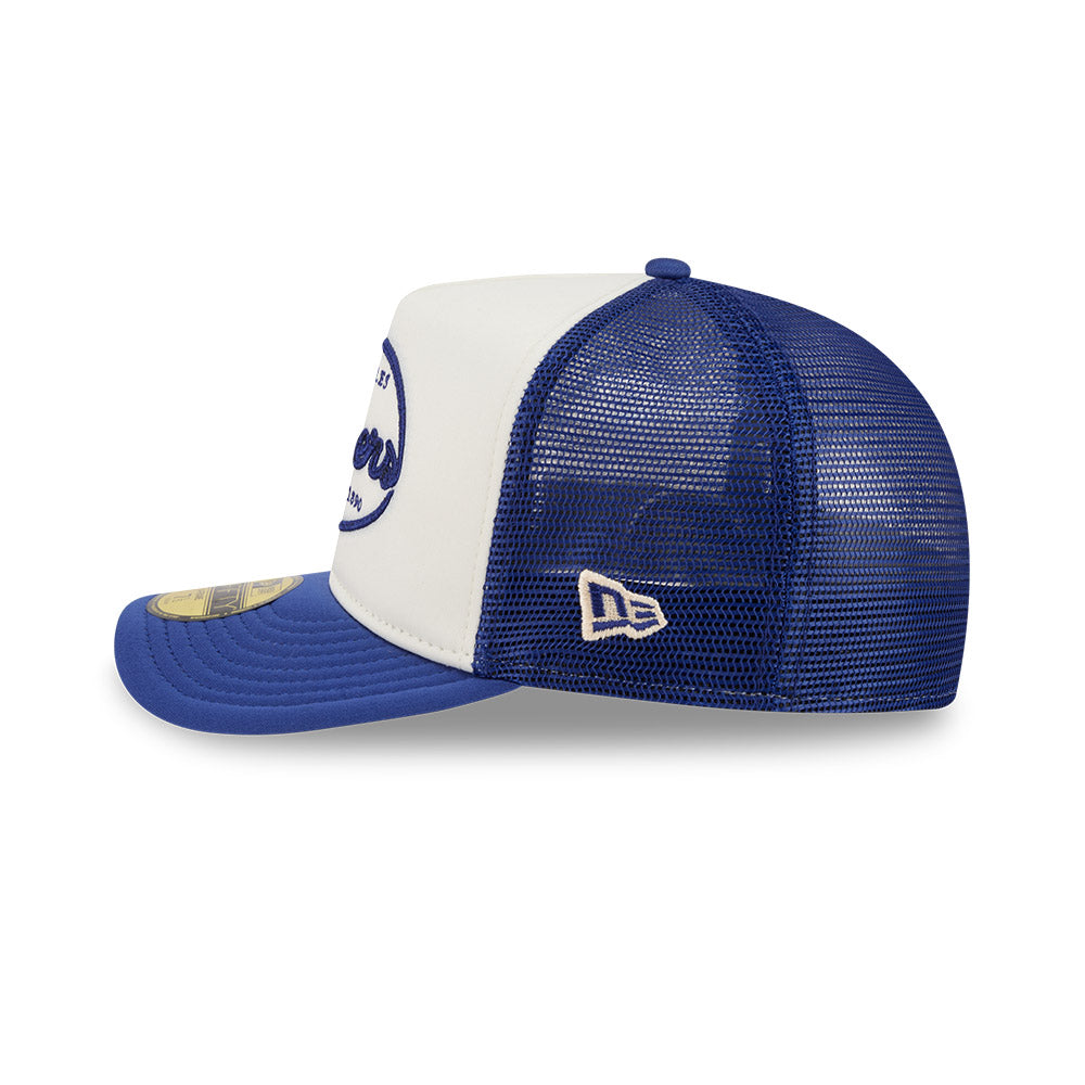 Los Angeles Dodgers MLB 5950 Day Fitted Trucker A-Frame New Era White/Blue Official Team Hat Sports Fan Cap