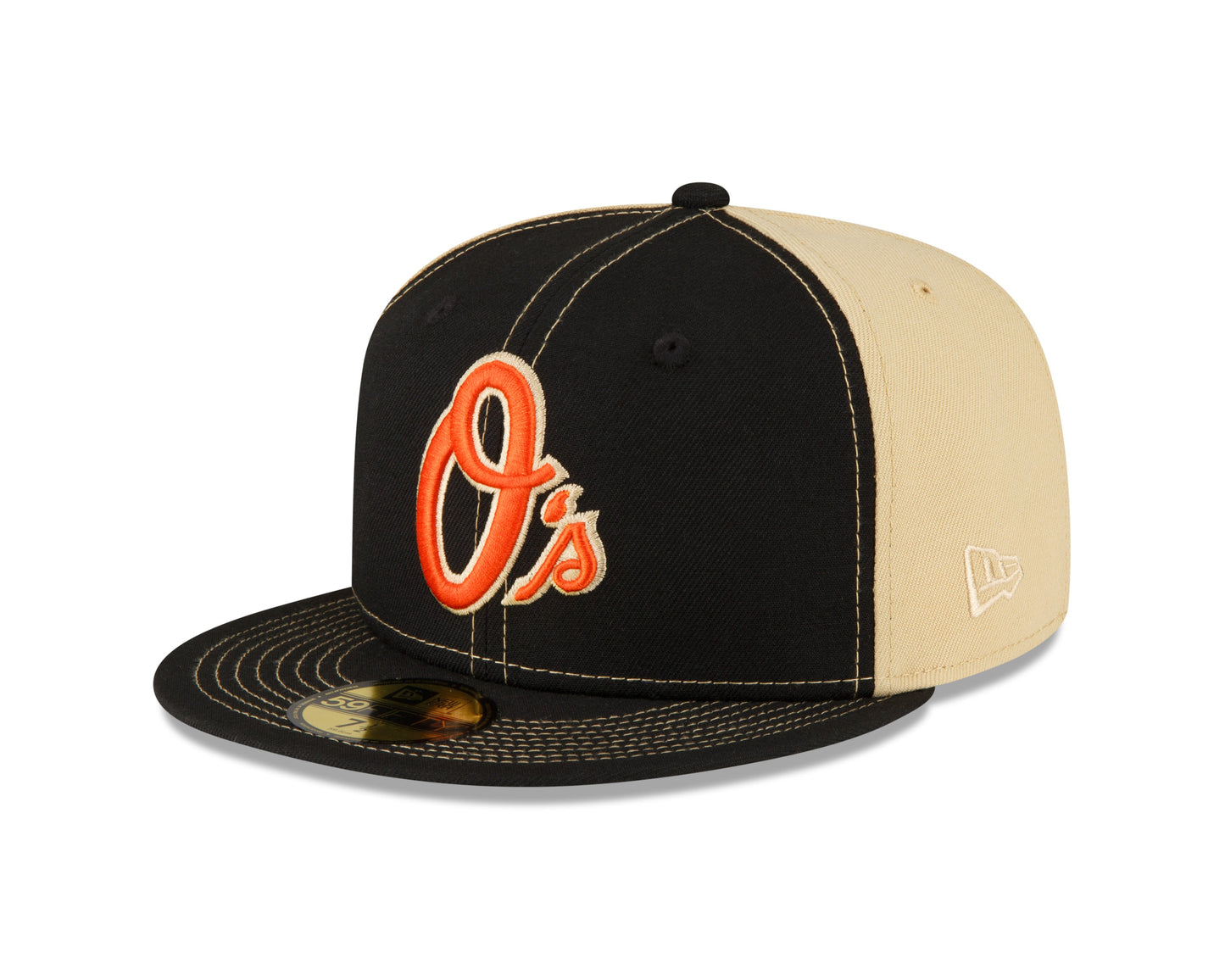 Men's Baltimore Orioles New Era Black/Vegas Gold 59FIFTY Fitted Hat Official Team Hat Sports Fan Cap