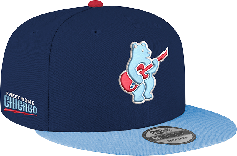 Chicago Cubs New Era Guitar Bear Alternate Navy/Sky Blue 9FIFTY Snapback Hat Official Team Hat Sports Fan Cap