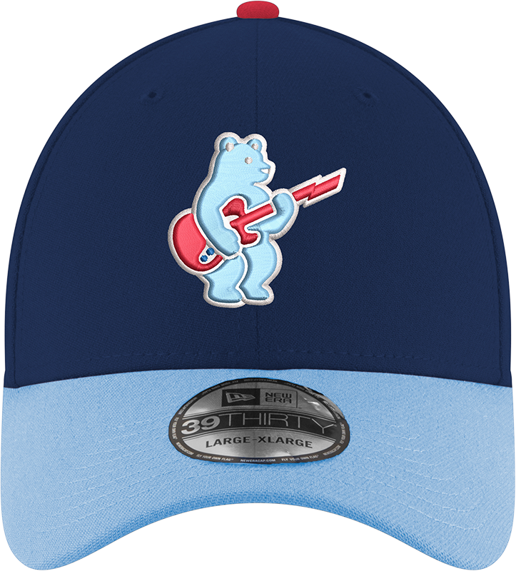 Chicago Cubs 2nd Alternate Guitar Bear Navy/Sky Blue New Era 39THIRTY Flex Hat Official Team Hat Sports Fan Cap