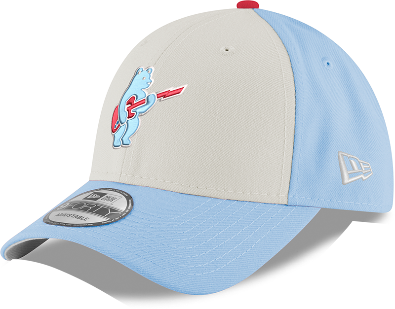 Youth Chicago Cubs Guitar Bear Alternate 9FORTY Adjustable Chrome/Sky Blue Cap By New Era Official Team Hat Sports Fan Cap