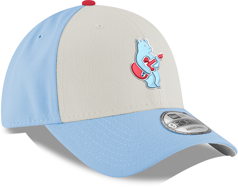 Youth Chicago Cubs Guitar Bear Alternate 9FORTY Adjustable Chrome/Sky Blue Cap By New Era Official Team Hat Sports Fan Cap