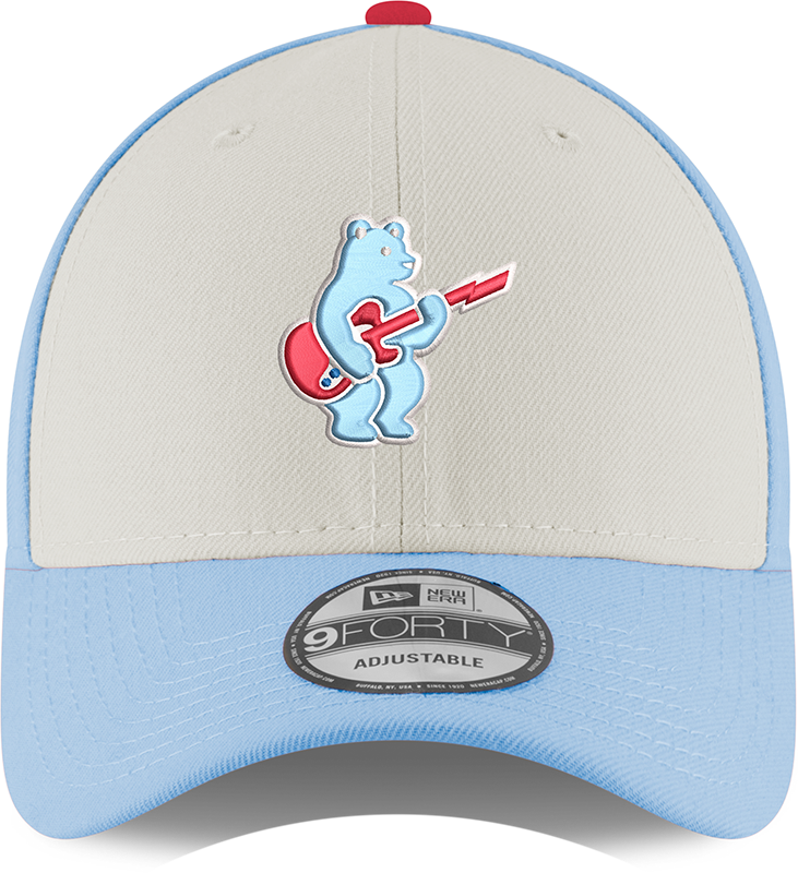 Youth Chicago Cubs Guitar Bear Alternate 9FORTY Adjustable Chrome/Sky Blue Cap By New Era Official Team Hat Sports Fan Cap