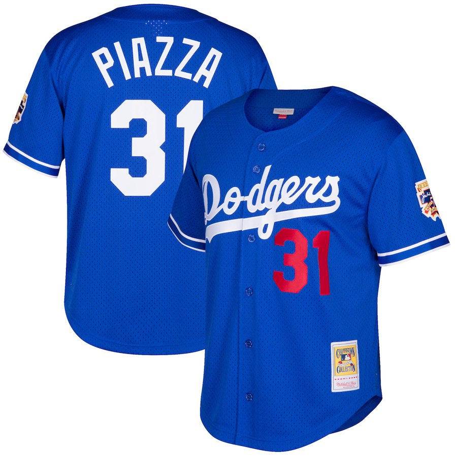 Men's Los Angeles Dodgers Mike Piazza Mitchell & Ness Royal Cooperstown Collection Mesh Batting Practice Jersey Official Team Jersey Sports Fan Apparel