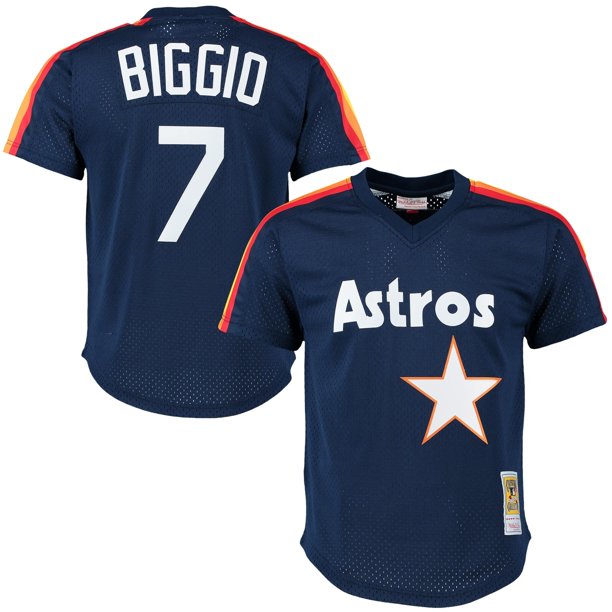 Men's Craig Biggio Houston Astros Mitchell & Ness Cooperstown Mesh Batting Practice Jersey - Navy Official Team Jersey Sports Fan Apparel