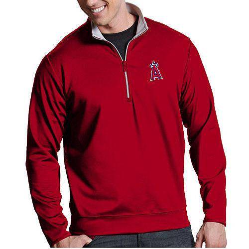 Antigua Men's MLB Los Angeles Angels Leader Red Quarter-Zip Pullover Official Sports Fan Gear
