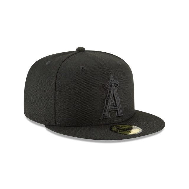 Anaheim Angels Tonal Black On Black 59Fifty Fitted Hat Official Team Hat Sports Fan Cap