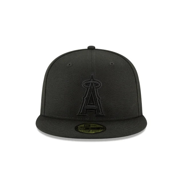 Anaheim Angels Tonal Black On Black 59Fifty Fitted Hat Official Team Hat Sports Fan Cap