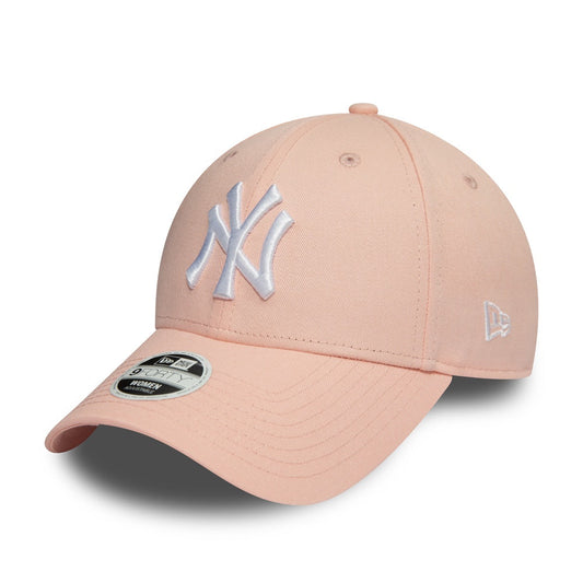 New York Yankees MLB League Essential 9FORTY Women Strapback Light Pink/White Official Team Hat Sports Fan Cap