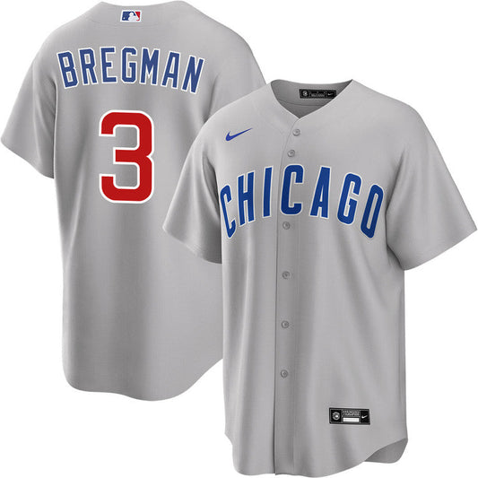Mens Chicago Cubs Alex Bregman Road Gray Replica Jersey Official Team Jersey Sports Fan Apparel