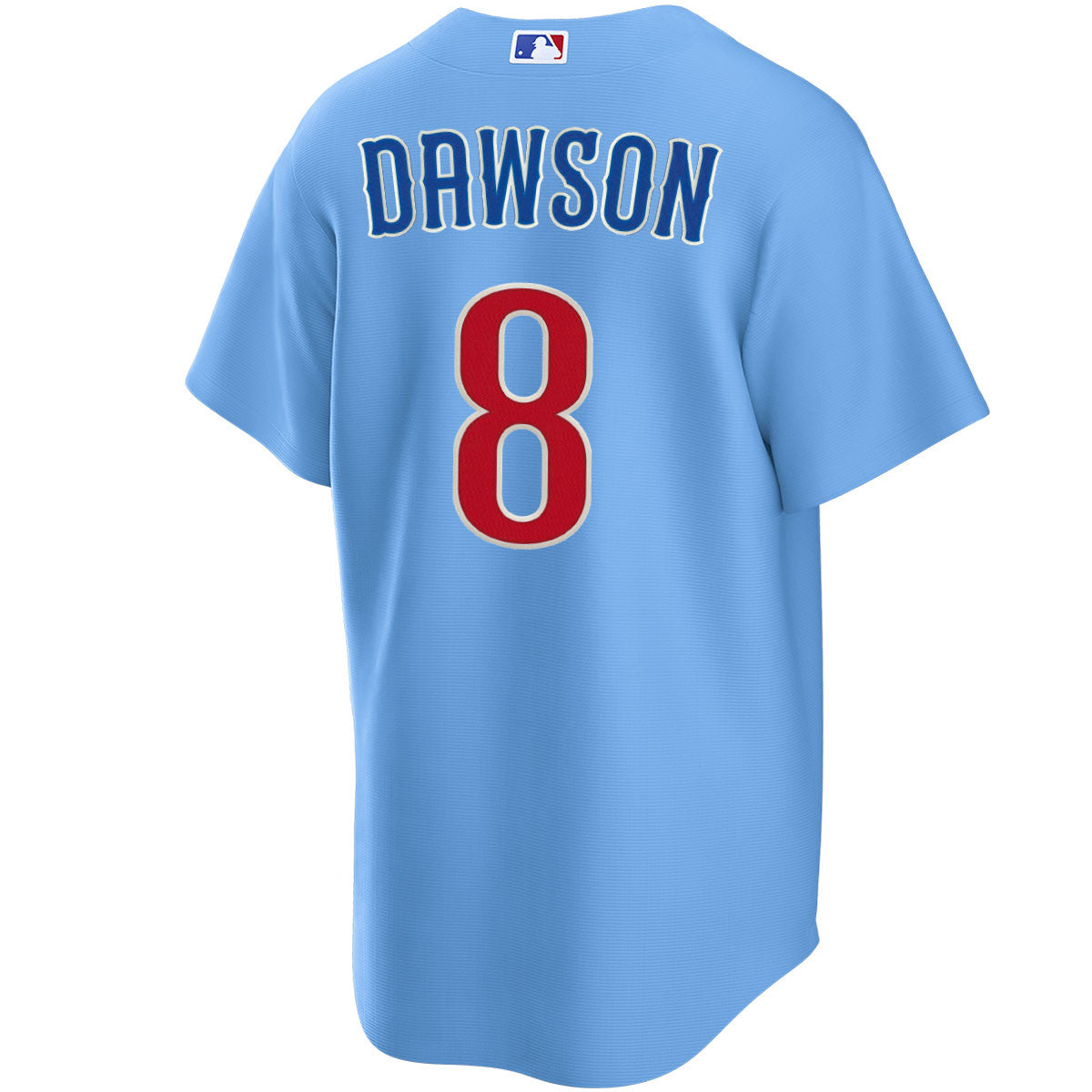 NIKE Men's Chicago Cubs Andre Dawson #8 Light Blue 2nd Alternate Replica Jersey Official Team Jersey Sports Fan Apparel