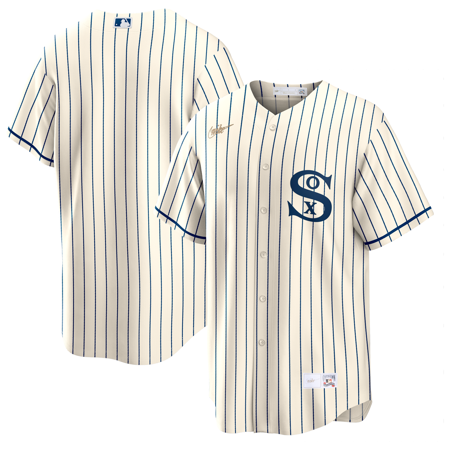 NIKE Men's Chicago White Sox Field of Dreams Cream Cooperstown Collection Blank Replica Jersey Official Team Jersey Sports Fan Apparel