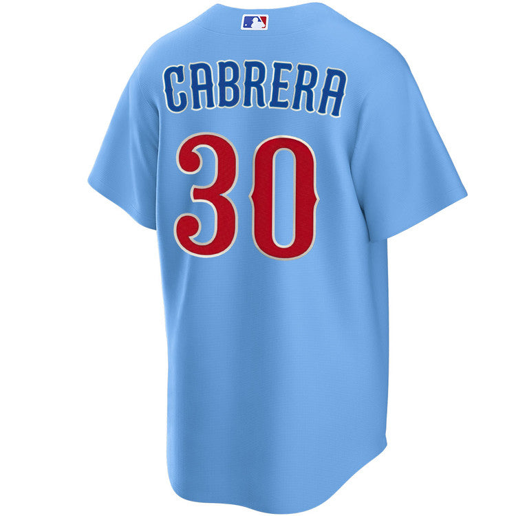 NIKE Men's Chicago Cubs Edward Cabrera #30 Light Blue 2nd Alternate Replica Jersey Official Team Jersey Sports Fan Apparel