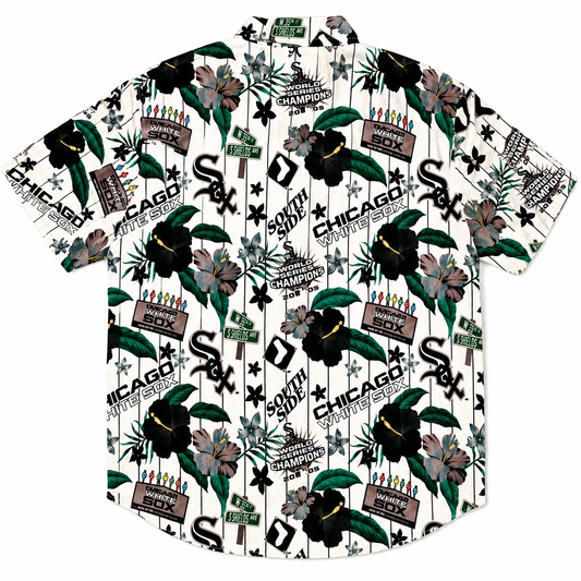 Mens Chicago White Sox White Floral Button Down Hawaiian Shirt
