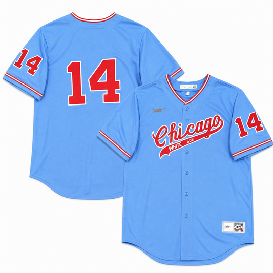 Men's Bill Melton Chicago White Sox Cooperstown Road Powder Blue/Red 1972 Premium Stitch Replica Jersey Official Team Jersey Sports Fan Apparel
