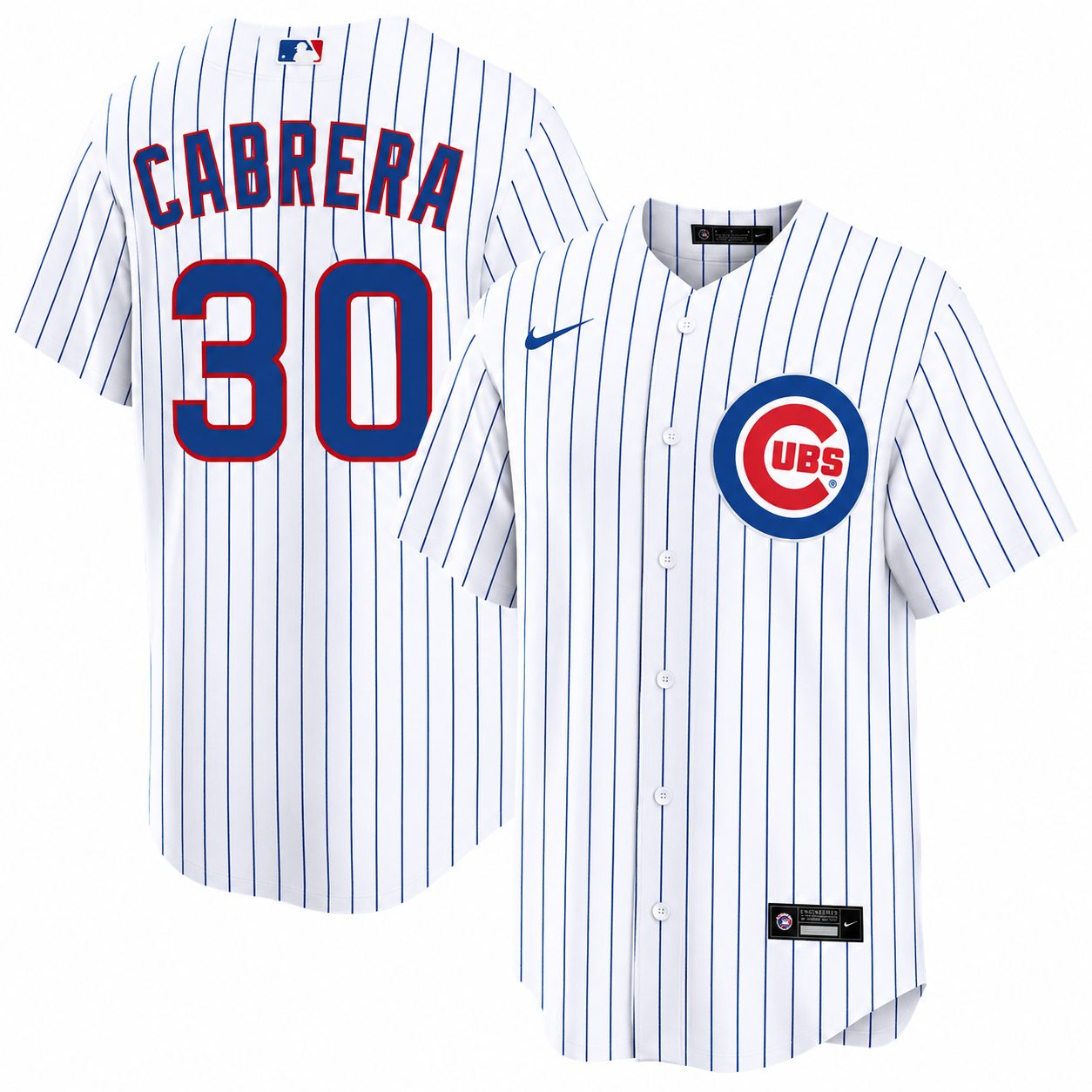 NIKE Men's Edward Cabrera Chicago Cubs Premium Twill White Home Replica Jersey With Authentic Premium Lettering Official Team Jersey Sports Fan Apparel