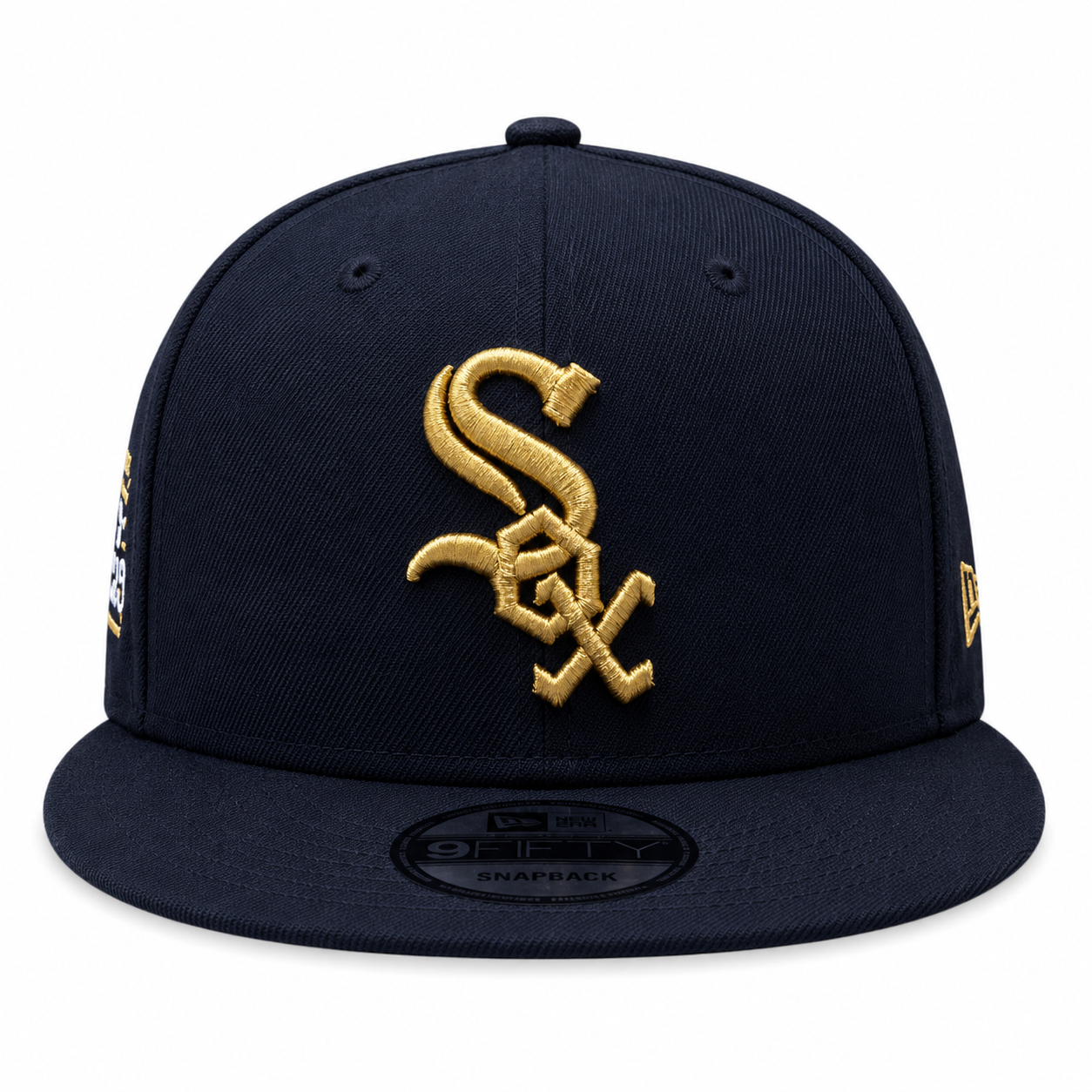 Mens Chicago White Sox New Era Black Gold Rush Cooperstown Collection Black and Gold 9FIFTY Snapback Hat Official Team Hat Sports Fan Cap