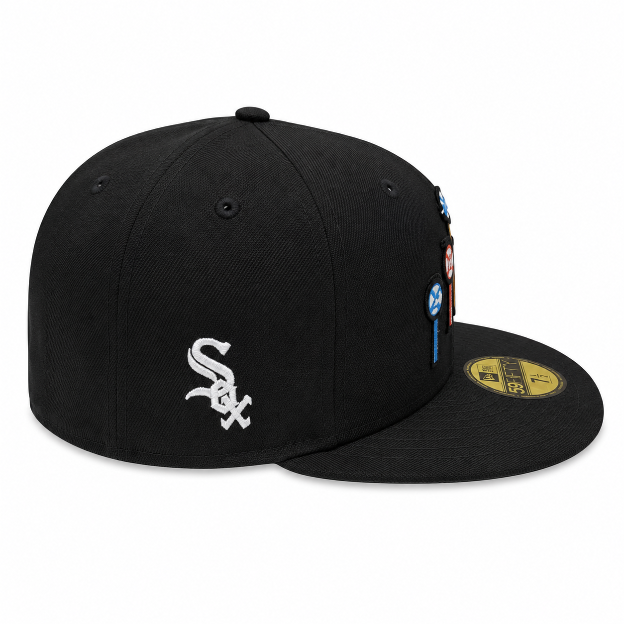 Chicago White Sox New Era Black Pinwheels 59FIFTY Fitted Hat Official Team Hat Sports Fan Cap