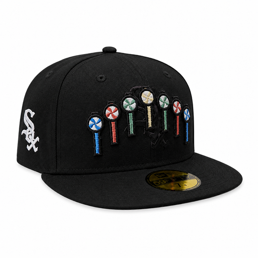 Chicago White Sox New Era Black Pinwheels 59FIFTY Fitted Hat Official Team Hat Sports Fan Cap