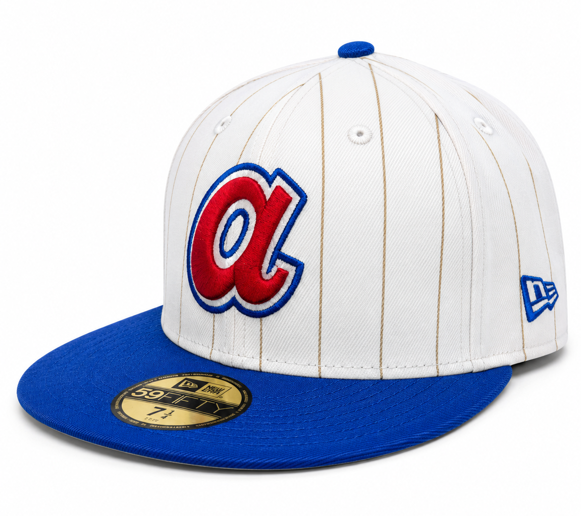 Atlanta Braves Historic Off White/Royal New Era 59FIFTY Fitted Hat Official Team Hat Sports Fan Cap