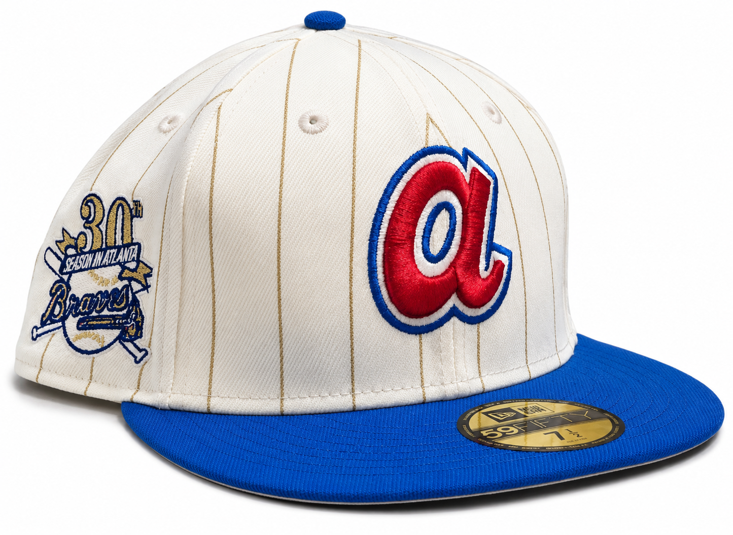 Atlanta Braves Historic Off White/Royal New Era 59FIFTY Fitted Hat Official Team Hat Sports Fan Cap
