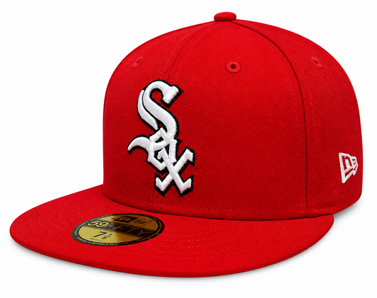 Chicago White Sox Primary Logo Red New Era 59FIFTY Fitted Hat Official Team Hat Sports Fan Cap