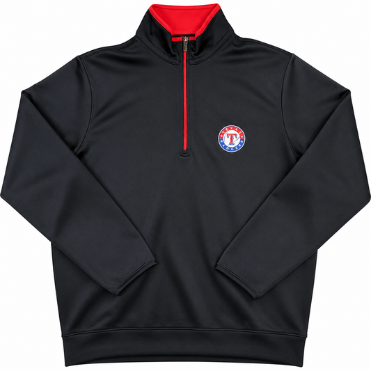 Men's Texas Rangers Antigua Navy Leader Quarter-Zip Pullover Jacket Official Sports Fan Gear