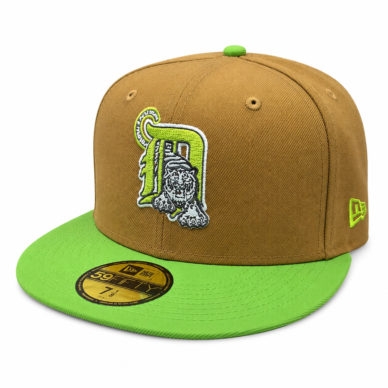 Detroit Tigers New Era Wheat/Lime Cooper 59FIFTY Fitted Hat Official Team Hat Sports Fan Cap