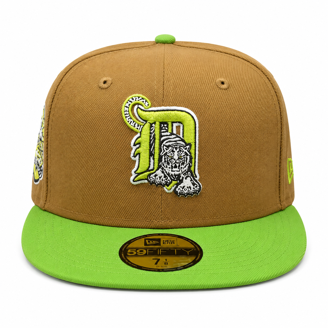 Detroit Tigers New Era Wheat/Lime Cooper 59FIFTY Fitted Hat Official Team Hat Sports Fan Cap