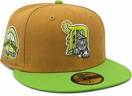 Detroit Tigers New Era Wheat/Lime Cooper 59FIFTY Fitted Hat Official Team Hat Sports Fan Cap