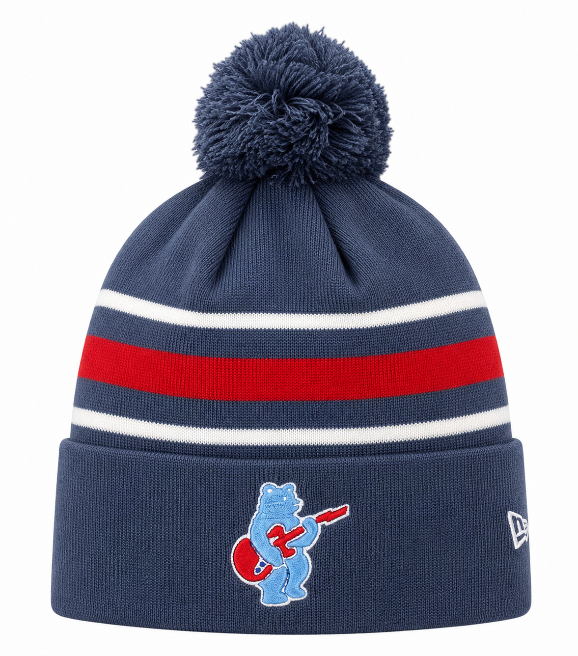 Chicago Cubs New Era Navy 2nd Alternate Guitar Bear Cuffed Knit Hat with Pom Official Team Hat Sports Fan Cap