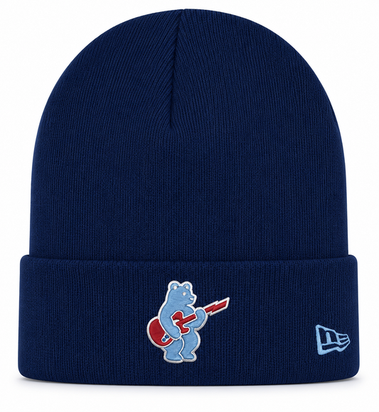Chicago Cubs New Era Navy Guitar Bear Cuffed Knit Hat Official Team Hat Sports Fan Cap