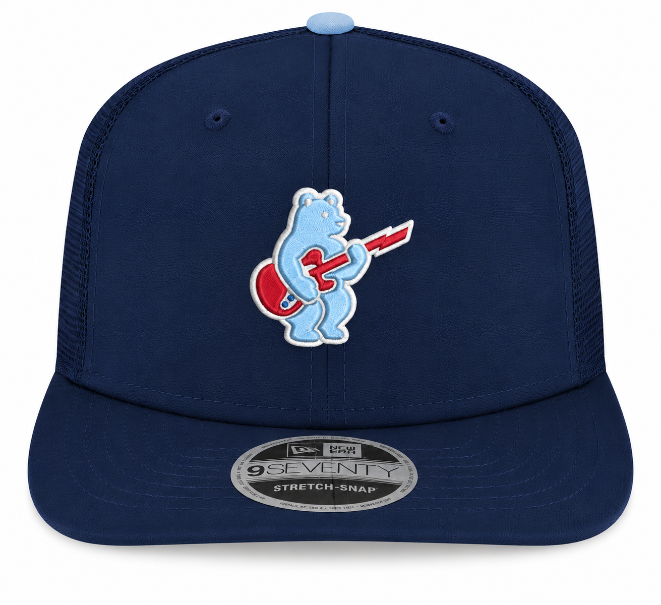 Chicago Cubs New Era Sky Guitar Bear Navy Alternate 2 9SEVENTY Trucker Hat Official Team Hat Sports Fan Cap