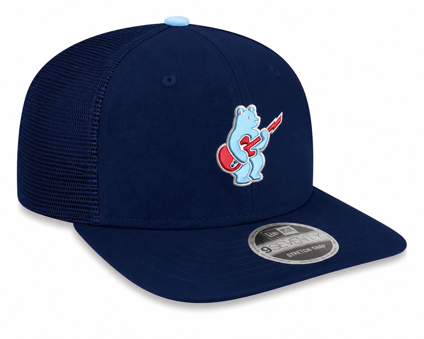 Chicago Cubs New Era Sky Guitar Bear Navy Alternate 2 9SEVENTY Trucker Hat Official Team Hat Sports Fan Cap