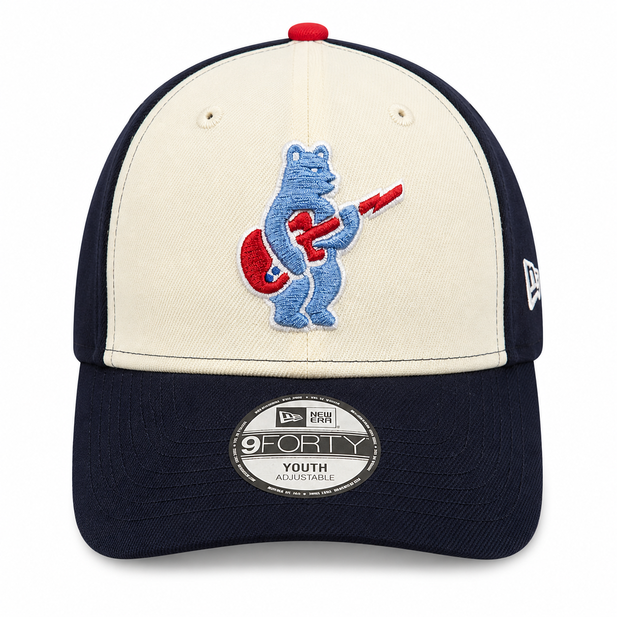 Youth Chicago Cubs Alternate 2 Guitar Bear 9FORTY Adjustable Chrome/Navy Blue Cap By New Era Official Team Hat Sports Fan Cap
