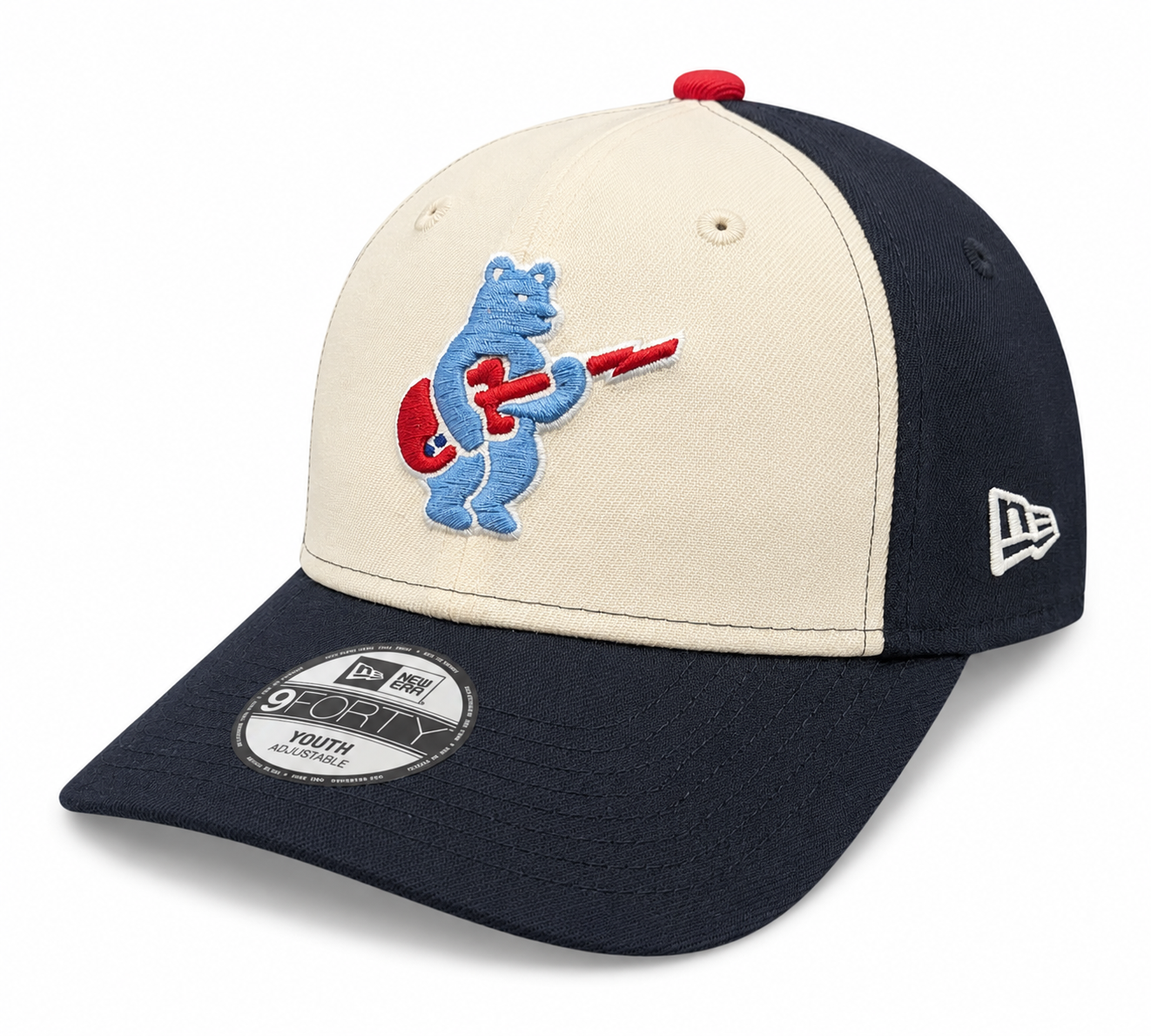 Youth Chicago Cubs Alternate 2 Guitar Bear 9FORTY Adjustable Chrome/Navy Blue Cap By New Era Official Team Hat Sports Fan Cap