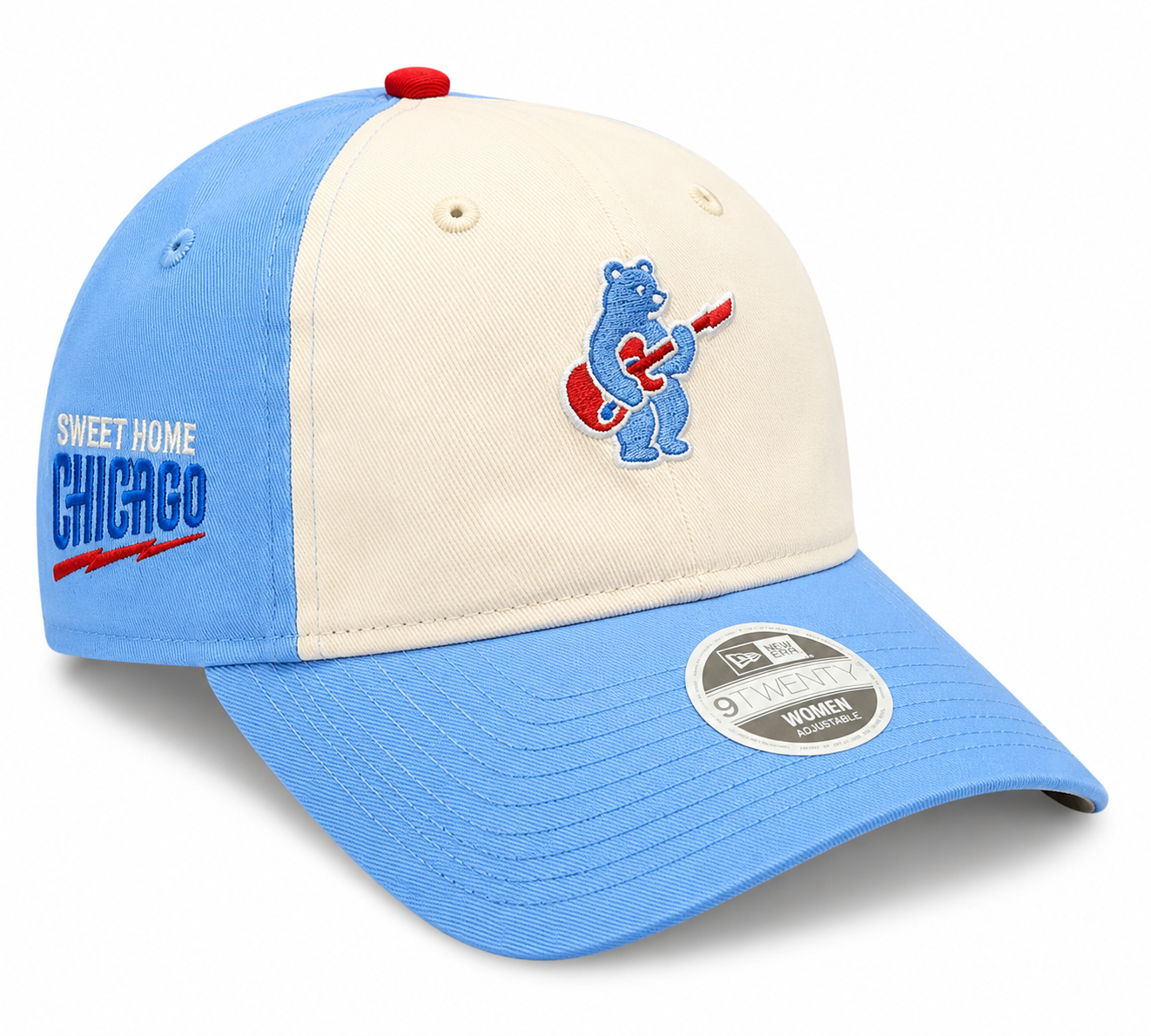 Women's Chicago Cubs Guitar Bear Alternate Micro Baby Blue New Era 9TWENTY Adjustable Hat Official Team Hat Sports Fan Cap