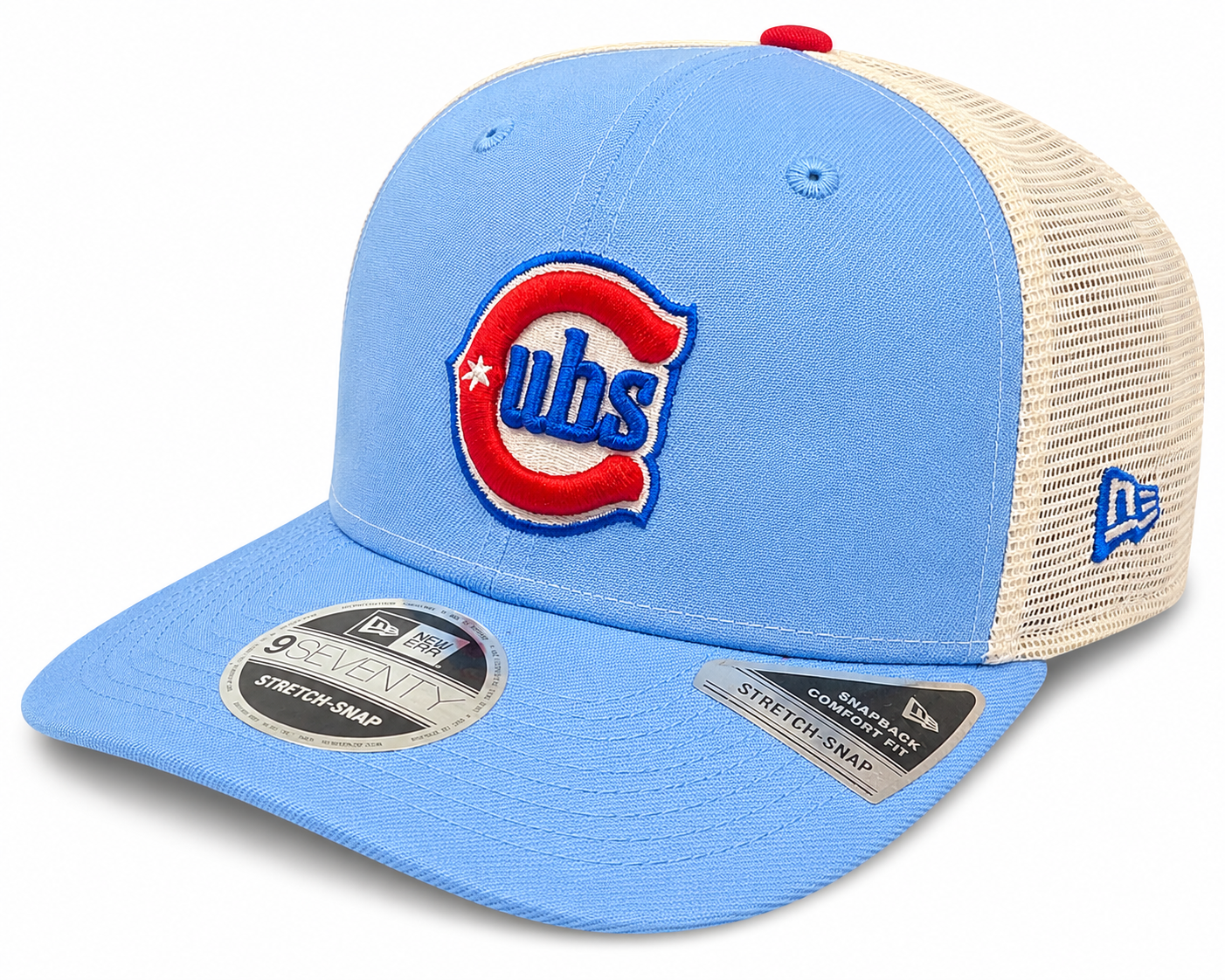 Chicago Cubs New Era Sky Blue/Red Alternate 2 9SEVENTY Trucker Hat Official Team Hat Sports Fan Cap